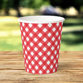 Vasos De Papel Cuotas de papel de Gingham rojas