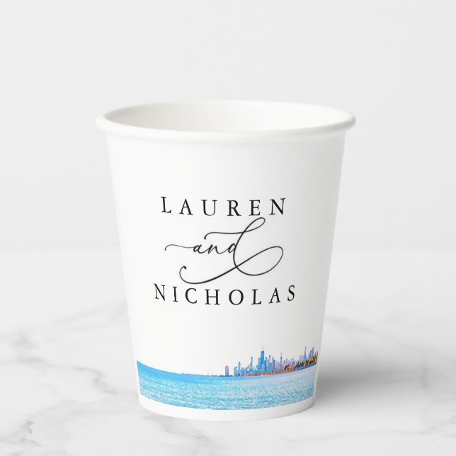Vasos De Papel Cuotas de papel personalizadas de Bodas de línea a (Anverso)
