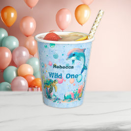 Vasos De Papel Cuotas de papel salvajes de vida en el mar