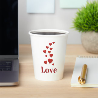 Vasos De Papel Cup of LOVE with hearts.