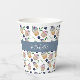 Vasos De Papel Cupcakes Cupcakes Y Frutos Patrón De Acuarela