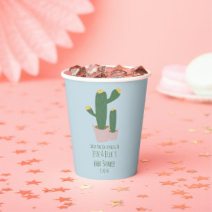 Vasos De Papel Cupcakes de Cactus Agradecimiento Baby Shower Azul