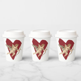 Vasos De Papel Cupido Clásico Romántico Boda Moderna Elegante