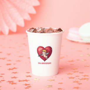 Vasos De Papel Cupido en el corazón rojo
