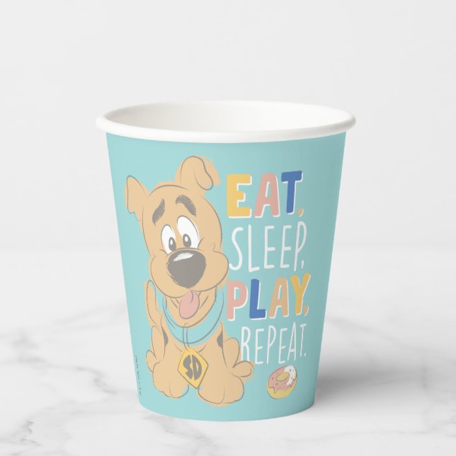 Vasos De Papel Cuppy Scooby-Doo "Come, duerme, juega, repite" (Anverso)