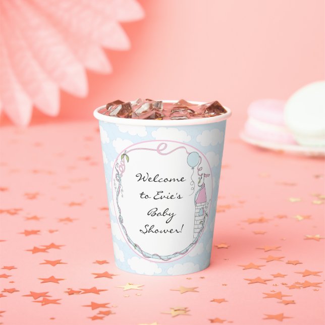Vasos De Papel Cups de papel de Baby Shower "Castle Pink Blue" de (in situ)