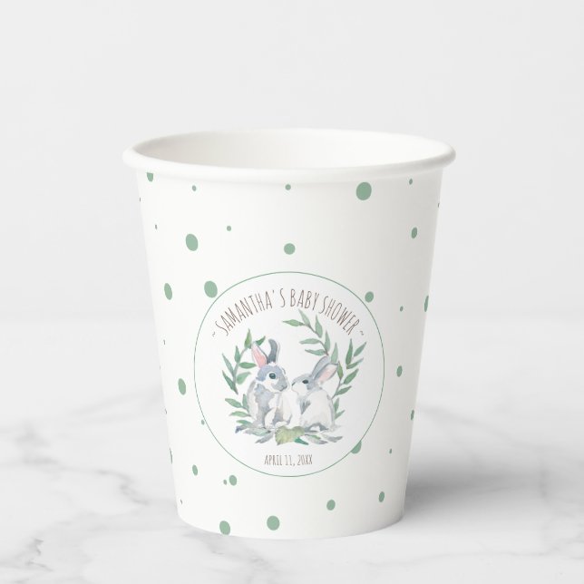 Vasos De Papel Cups de papel de Baby Shower Cute Bunnids de Moda  (Anverso)