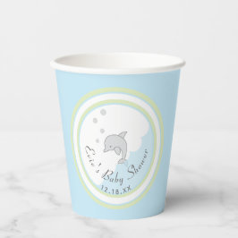 Vasos De Papel Cups de papel de Baby Shower "Dolphin Blue" de 8 o