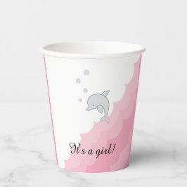 Vasos De Papel Cups de papel de Baby Shower "Dolphin Pink" de 8 o