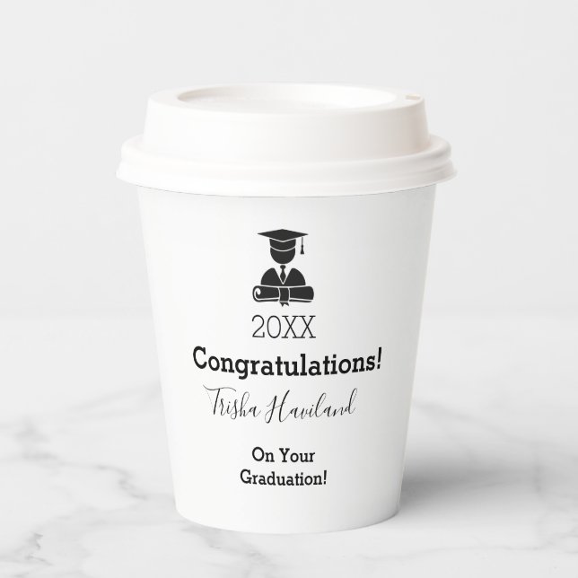 Vasos De Papel Cups de papel del tema básico de graduación HAMbyW (Anverso)