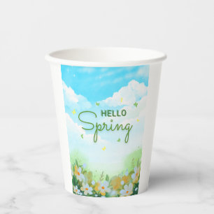Vasos De Papel Cups de papel en flor para Fiesta: Hola primavera