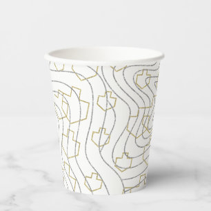 Vasos De Papel Cups de papel "Gold Silver Dreidels" de 8 oz.