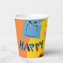 Vasos De Papel Cups de papel "Hanukkah Happy Bright Art" 8 oz.
