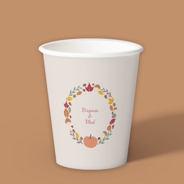 Vasos De Papel Cups de papel para bodas de marihuana y otoño (Wreath & Fall Wedding Paper Cups)