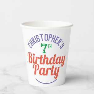 Vasos De Papel Cups de papel para el séptimo cumpleaños del niño