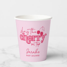 Vasos De Papel Cups de papel "She's the Cherry on Top" - Baby Sho