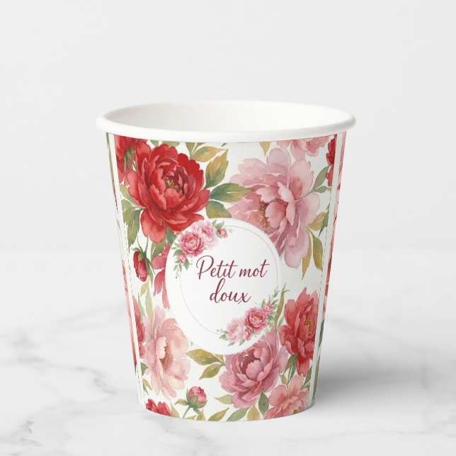 Vasos De Papel Cups en carton florales Petit mot doux (Anverso)