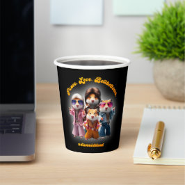 Vasos De Papel Curiosa Paz. Amor. Bellbottoms. Supergrupo Hamster