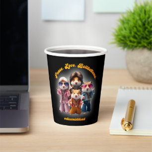 Vasos De Papel Curiosa Paz. Amor. Bellbottoms. Supergrupo Hamster