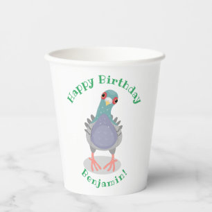Vasos De Papel Curioso ilustracion personalizado de palomas