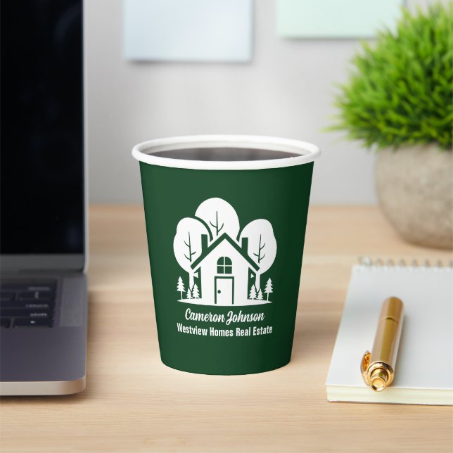 Vasos De Papel Custom Green Forest House Real Estate Company