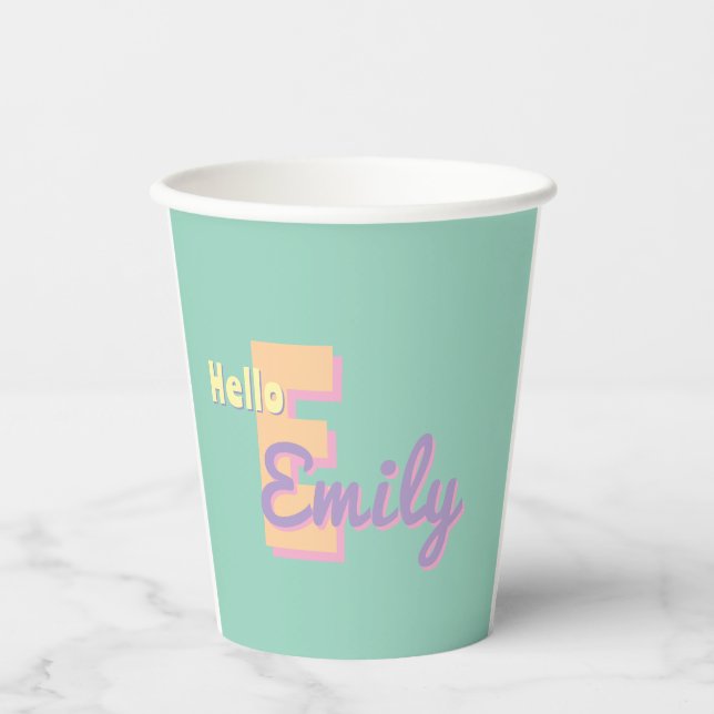 Vasos De Papel Custom monogram  – purple, blue & Peach  (Anverso)