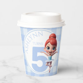 Vasos De Papel Custom Name & Age Reusable Blue Ballerina Birthday