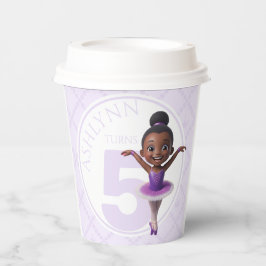 Vasos De Papel Custom Name & Age Sustainable Purple Ballerina