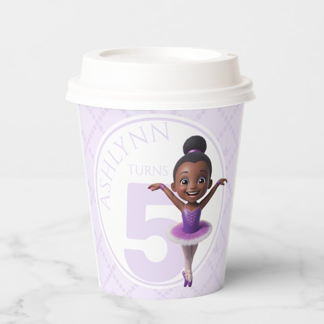 Vasos De Papel Custom Name & Age Sustainable Purple Ballerina (Anverso)