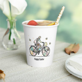 Vasos De Papel Custom Name Easter Bicycle Design