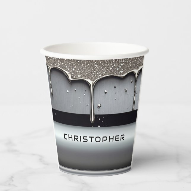 Vasos De Papel Custom Name With Dripping Liquid Metal (Anverso)