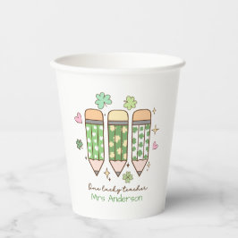 Vasos De Papel Custom One Lucky Teacher School Party