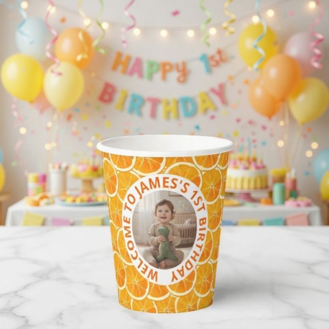 Vasos De Papel Custom Photo & Citrus Birthday  (Subido por el creador)