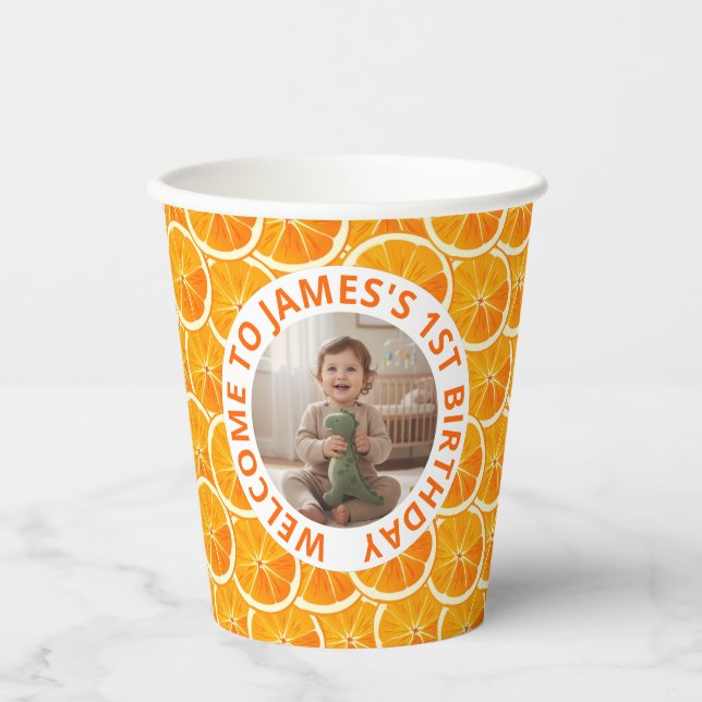 Vasos De Papel Custom Photo & Citrus Birthday  (Anverso)