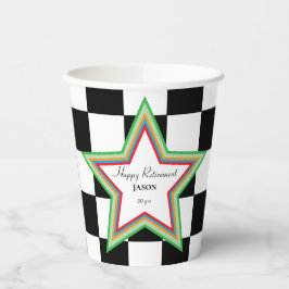 Vasos De Papel Custom Text, Checkered Happy Retirement Paper Cups