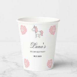 Vasos De Papel Custom Unicorn Cute Pink Birthday Party 