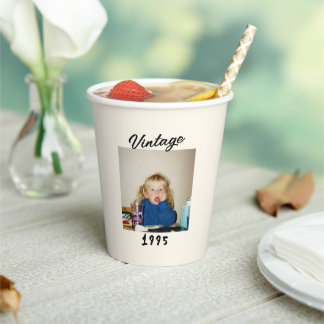 Vasos De Papel Custom Vintage Birthday Photo Retro Design