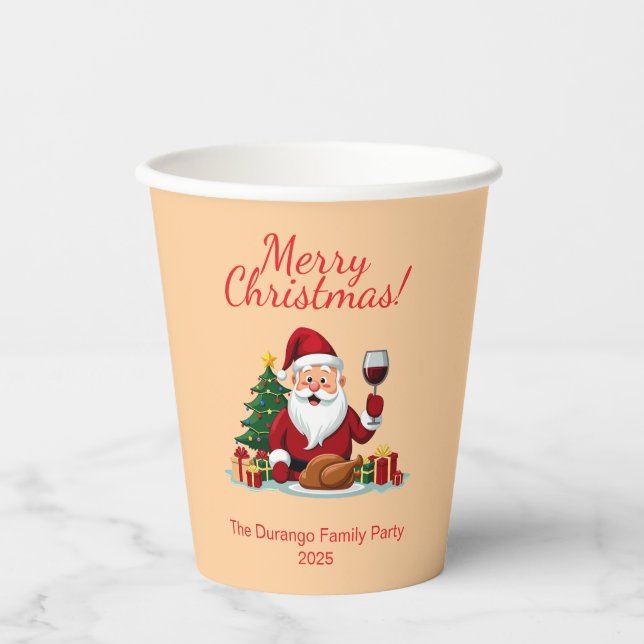 Vasos De Papel Customisable Happy Santa Claus Christmas Party (Anverso)