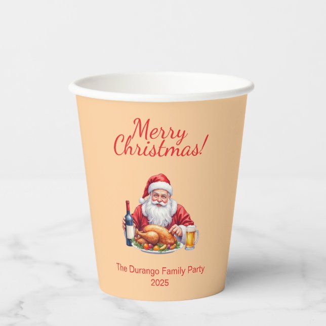 Vasos De Papel Customisable Jolly Santa Claus Christmas Party (Anverso)