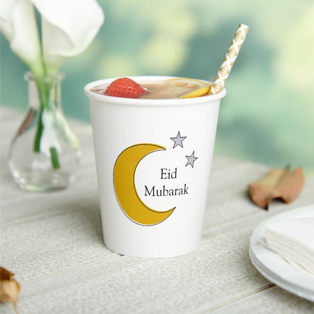 Vasos De Papel Customizable Eid Paper Cup with Moon & Stars (in situ)