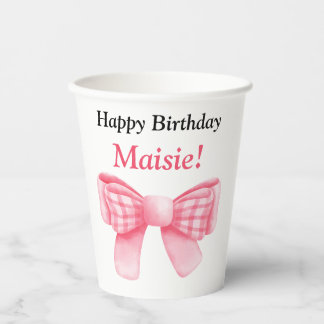 Vasos De Papel Customizable Happy Birthday Bow Paper Cup