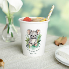 Vasos De Papel Cuta acuarela Baby Koala Baby Shower