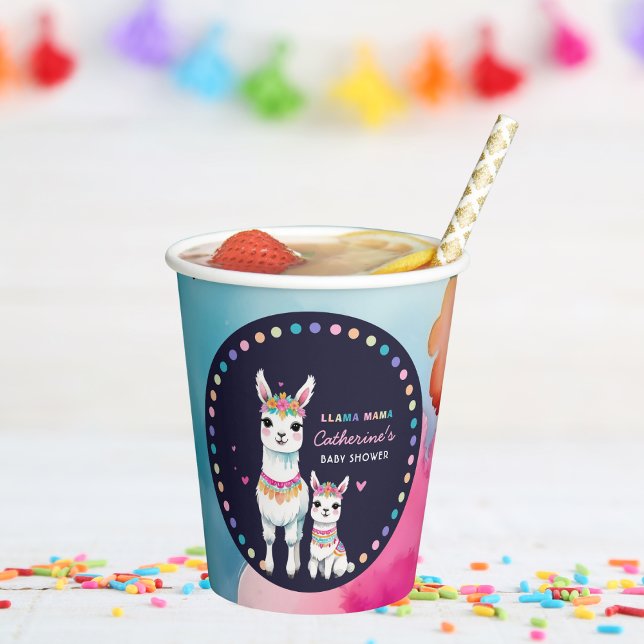 Vasos De Papel Cuta acuarela llama a mamá Baby Shower mexicano (Subido por el creador)