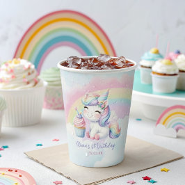 Vasos De Papel Cuta unicornio de papel de fiesta de cumpleaños ar