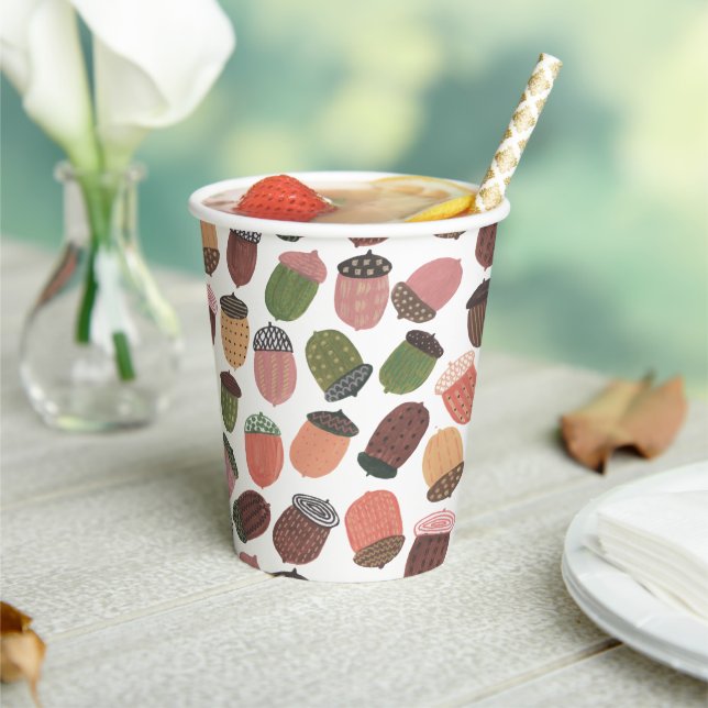 Vasos De Papel Cute Acorn otoño impresión completa Cups de papel (in situ)