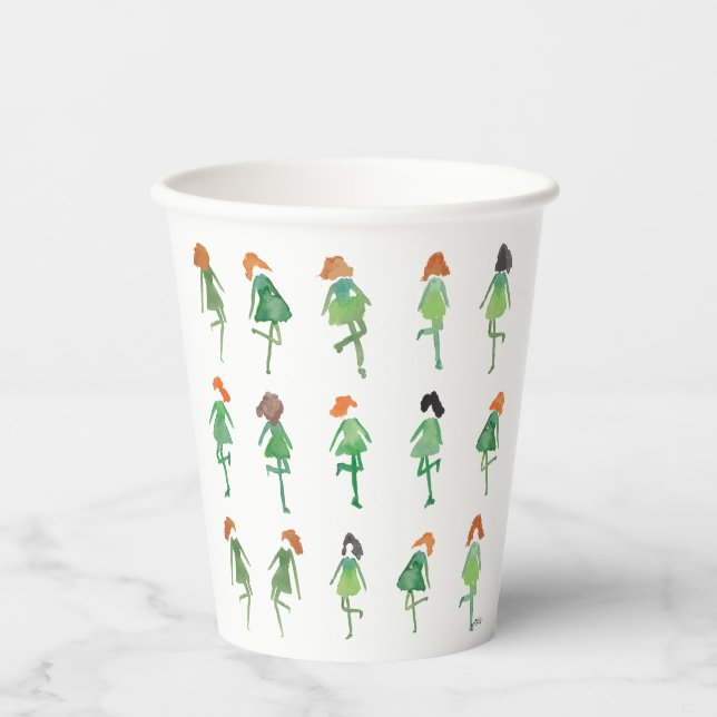 Vasos De Papel Cute acuarela de danza irlandesa con mano-Ilustrad (Anverso)
