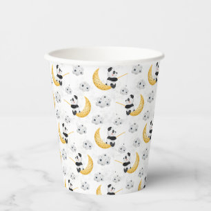 Vasos De Papel Cute acuarela Pescador Panda Patrón Cumpleaños