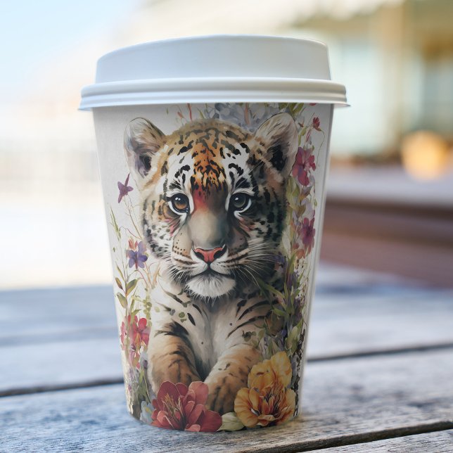 Vasos De Papel Cute acuarela Tigre salvaje niños cachorro cumplea (Subido por el creador)