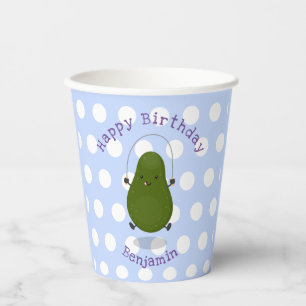 Vasos De Papel Cute aguacate salto cuerda personalizado ilustraci