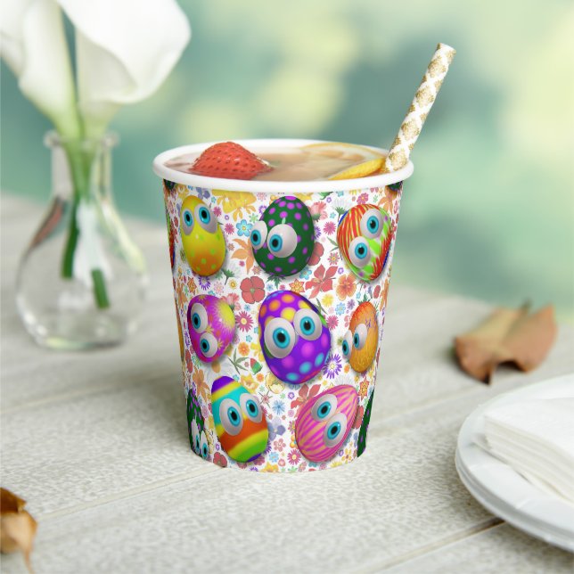 Vasos De Papel Cute and Funny Easter Eggs Cartoon (in situ)